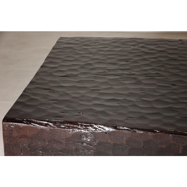 Rustic and Robust Coffee Table with Honeycomb Patterns and Dark Custom Finish For Sale - Image 10 of 12