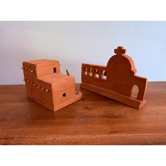 Mid 20th Century Miniature Southwestern Terracotta Adobe Structures, a Pair For Sale - Image 4 of 12