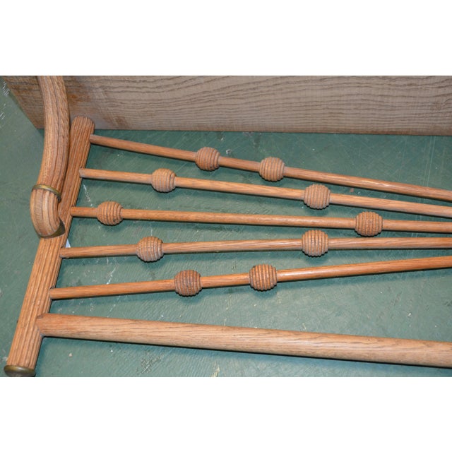 Wood 1960s Mid Century Wood Stick & Ball Shelf 24" Wall Mount Brass Finials / Round Beehive Balls For Sale - Image 7 of 18
