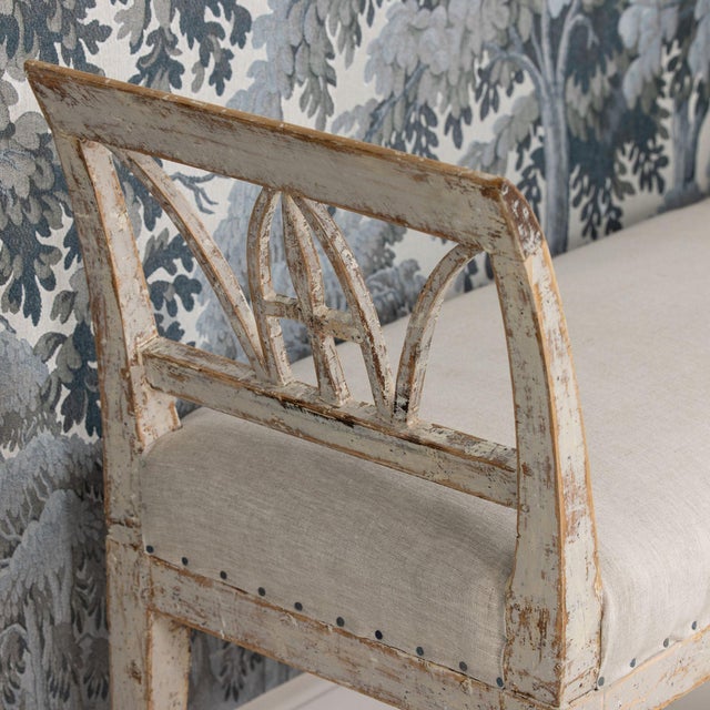 19th C. Swedish Gustavian Lindome Painted Window Bench For Sale - Image 9 of 11
