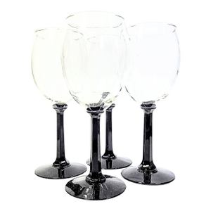 Gothic Black Pillar Stem Goblets- Set of Four