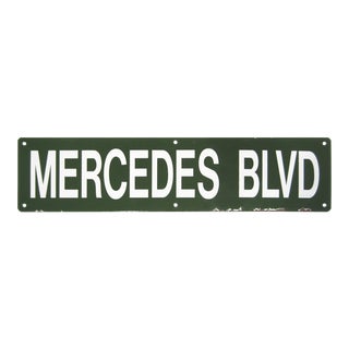 Green Porcelain Mercedes Street Sign For Sale