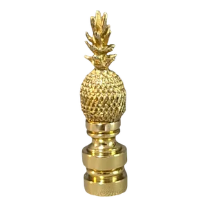 21st Century Small Polished Lacquered Solid Brass Pineapple Lamp Finial