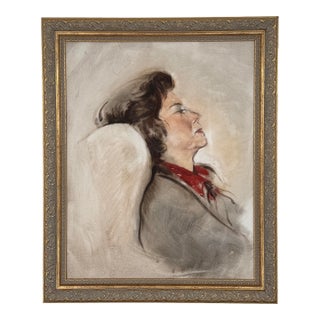 Original Mid-Century Portrait Study Oil Painting in Gilt Frame For Sale