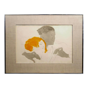 Marcel Vertès, Art Deco Jazz Age Paris Interracial Couple Lovers Marcel Vertes Color Lithograph, 1924