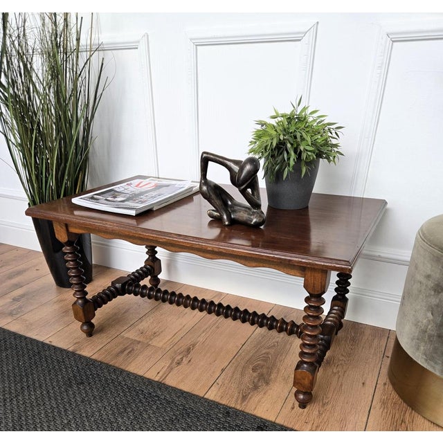 Italian Walnut Side Coffee Table with Bobbin Turned Legs, 1950s For Sale - Image 3 of 9