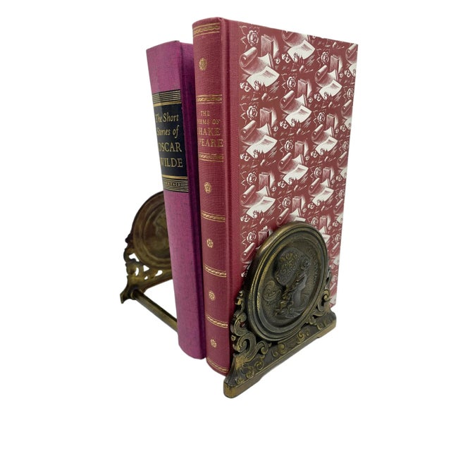 Antique Expandable Art Nouveau Gold Cast Iron Book End For Sale - Image 4 of 12