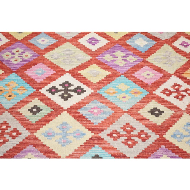 Islamic Contemporary Afghan Maimana Wool Flatweave Kilim Rug,8'2"X11'2" For Sale - Image 3 of 6