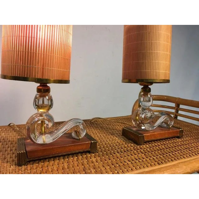 Wood Baccarat Style Art Deco Lamps - a Pair For Sale - Image 7 of 11