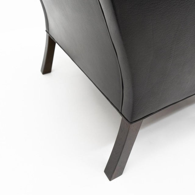 Set of Black Leather Wingchair and Ottoman by Borge Mogensen for Fredericia, 1960s For Sale - Image 11 of 17