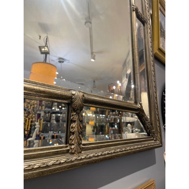 1980s 1980s Uttermost Brushed Metal Neoclassical Monumental Mirror For Sale - Image 5 of 8