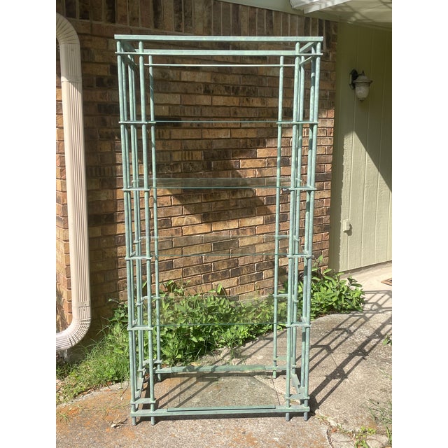 Mid-Century Modern Étagère in the Style of Walter Lamb Iron and Glass For Sale - Image 3 of 9