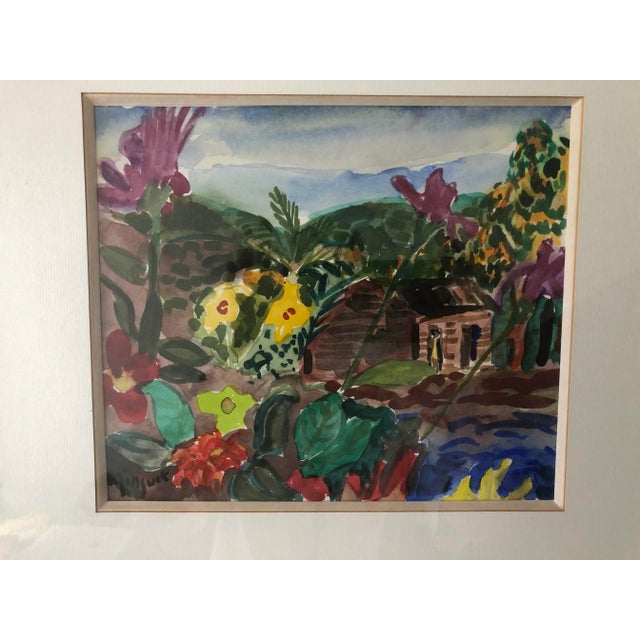 Alexandre Minguet impressionist coastal landscape original watercolor. The painting was of the mountains on the island of...