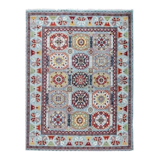 8x10 Blue Hand-Knotted Wool Jeweled Medallion Classic Traditional Carpet Rug For Sale