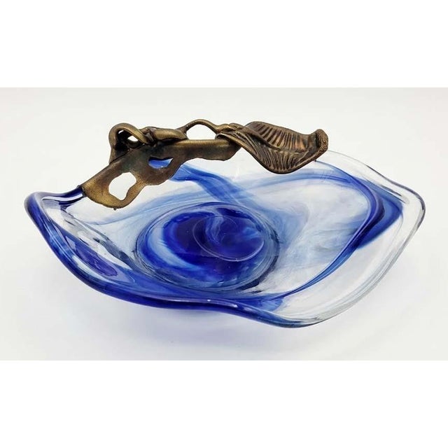 Elevate your space with this striking, large vintage studio art glass centerpiece bowl by celebrated Romanian master...