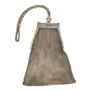 1920's Art Deco Sterling Silver Mesh Purse Clutch Bag by Napier