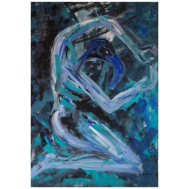 Blue Ingrid Stolzenberg, Male Chimera, German Post Expressionism Painting For Sale - Image 8 of 8