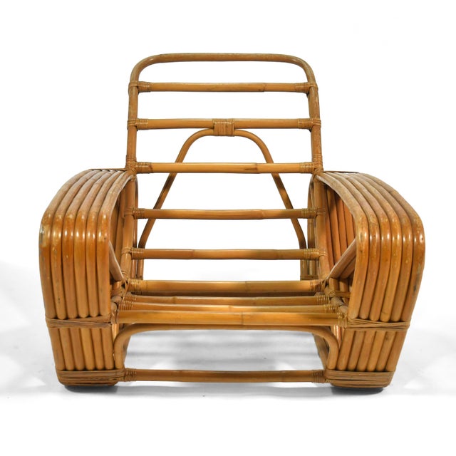 Mid-Century Modern Paul Frankl 6-Band Rattan Pretzel Arm Chaise For Sale - Image 3 of 9