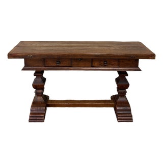 Antique French Flip Top Envelope Library Table Console Sofa Entry Table Oak For Sale
