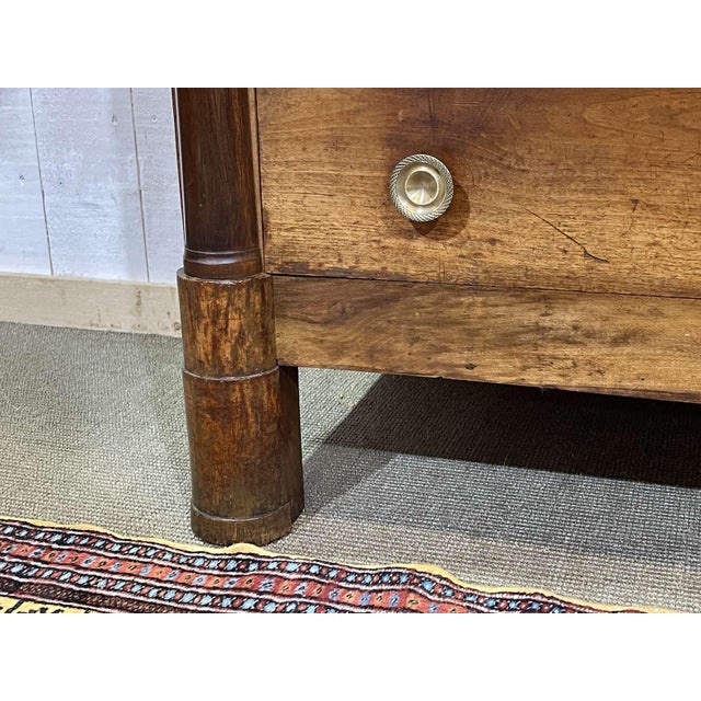 19th Century Empire Walnut Chest of Drawers with a Grey St. Anne Marble Top For Sale - Image 14 of 15