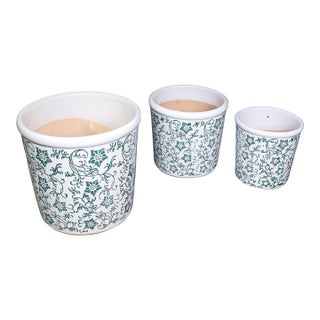 Set of 3 Vintage Tree Planters, Portuguese, Ceramic, Veranda, Garden, Bush Pots For Sale