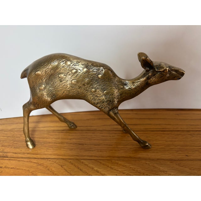 Mid-Century Modern Solid Brass Deer Figures, Mid-Century, a Pair For Sale - Image 3 of 12