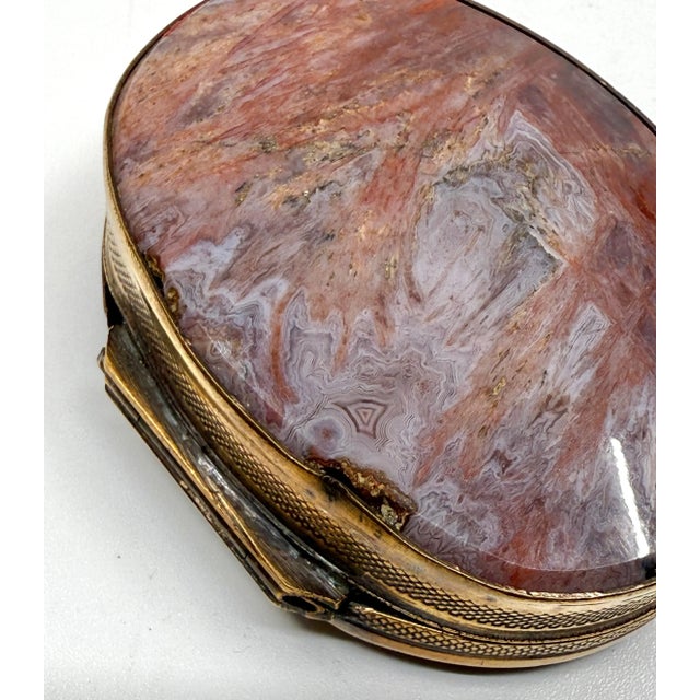 19th Century Set of 3 Victorian Snuff or Trinket Boxes Brass with Agate For Sale - Image 12 of 12