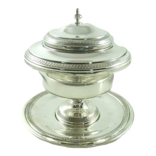 Mid 20th Century French Silver Plate Caviar Server | Glass Liner | 5 Piece Set For Sale