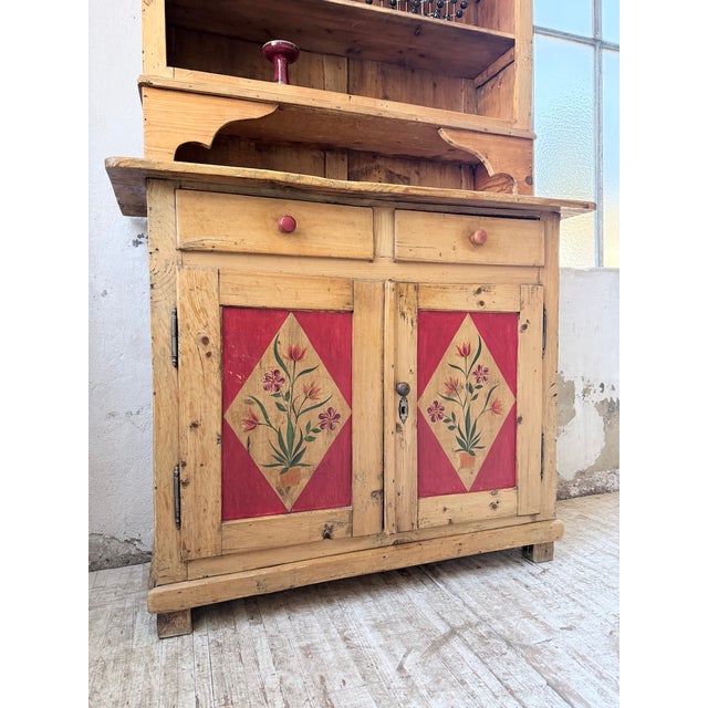 Antique Folk Art Polychrome Grocery Store Cabinet from Savoy, 1940s For Sale - Image 13 of 18