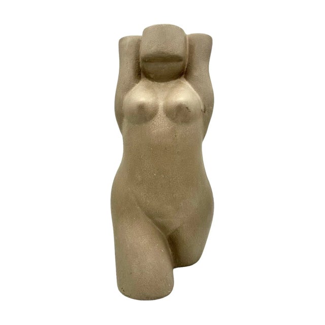 Mid-Century Modern Vintage Ceramic Female Torso Bust For Sale - Image 3 of 6