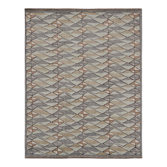 Rug & Kilim’s Scandinavian Style Rug in Beige-Brown and Gray Geometric Patterns For Sale