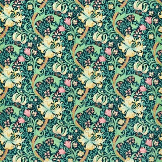 Morris & Co Golden Lily Fabric in Galactic Ink For Sale