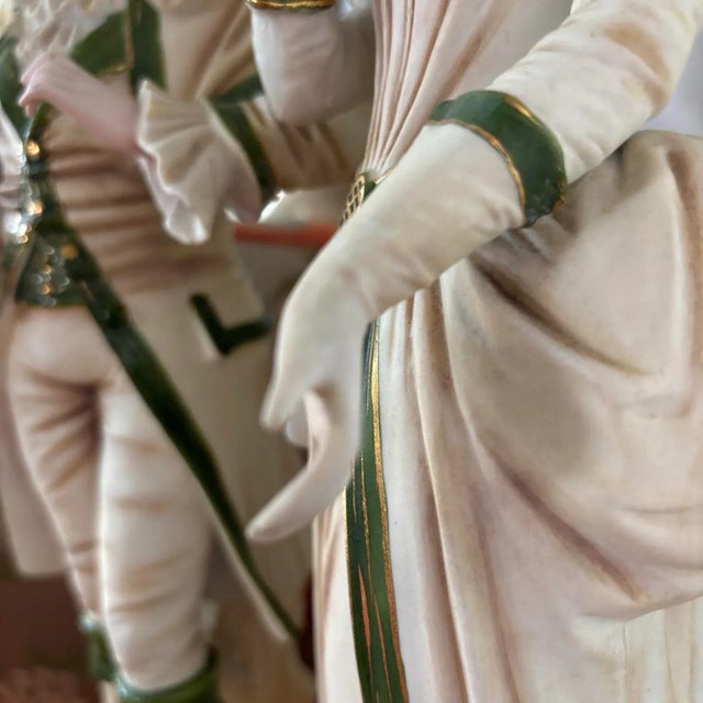 Antique French Porcelain Bisque Statue Figurines- a Pair For Sale - Image 10 of 12