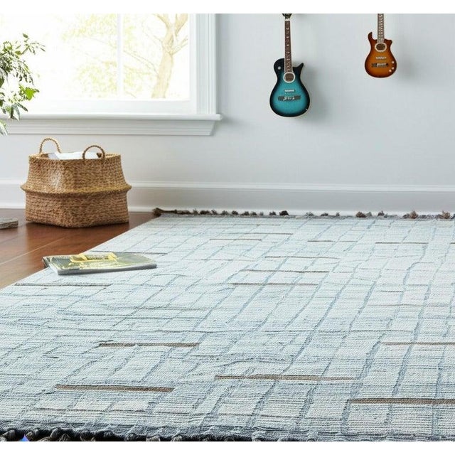 Textile 5x9 Ivory Hand-Knotted Wool Linear Gridwork Modern Geometric Carpet Rug For Sale - Image 7 of 7