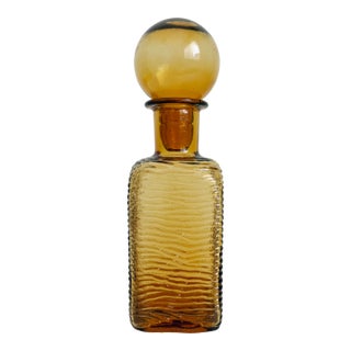 1960s Italian Empoli Amber Glass Decanter, Attributed For Sale