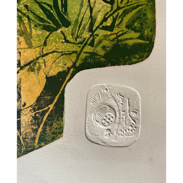 Vintage 1974 Framed Embossed Lithograph Entitled “Birds” by French Vietnamese Artist Lebadang For Sale In Philadelphia - Image 6 of 11