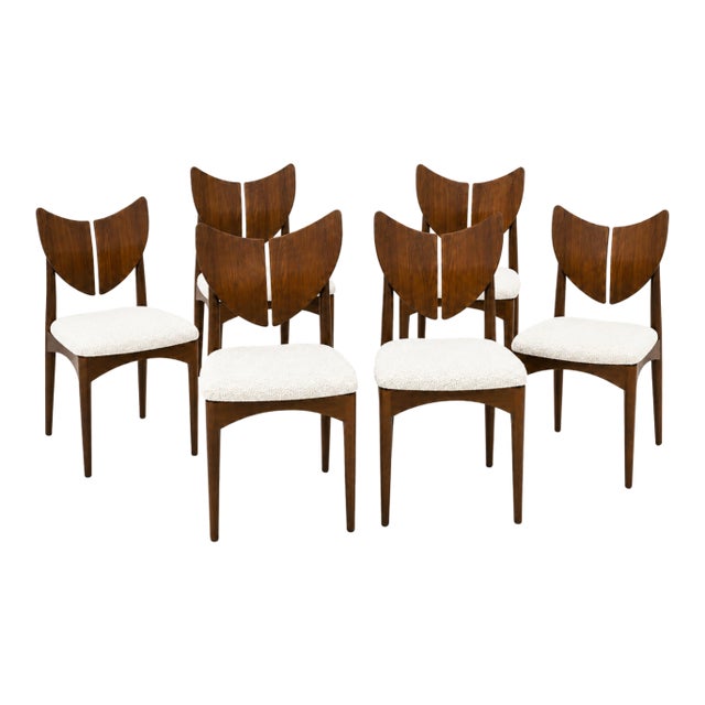Mid Century Style Solid Walnut Butterfly Dining Chairs - Set of 6 For Sale