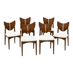 Mid Century Style Solid Walnut Butterfly Dining Chairs - Set of 6