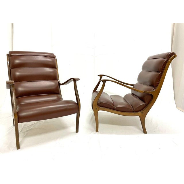 Wood Living Room Chairs with Ribbed Backrests by Ezio Longhi for Elam, Italy, 1960s, Set of 2 For Sale - Image 7 of 7