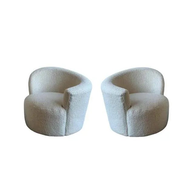Set of Vladimir Kagan Bouclé Swivel Lounge Chairs - A Pair For Sale In Dallas - Image 6 of 6