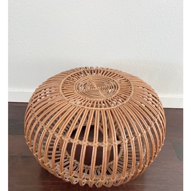 Mid-Century Modern 1960s Vintage Franco Albini Style Wicker Ottoman For Sale - Image 3 of 8