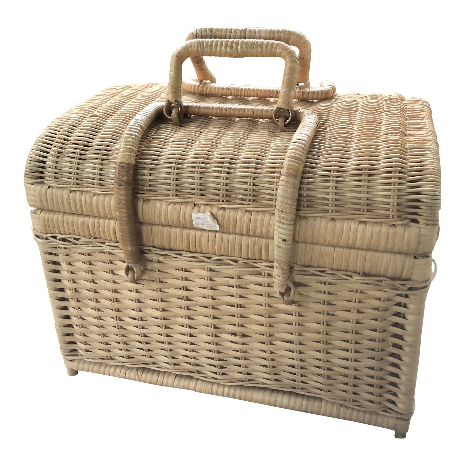 Vintage Natural Wicker Bamboo Rattan Picnic Basket Chairish
