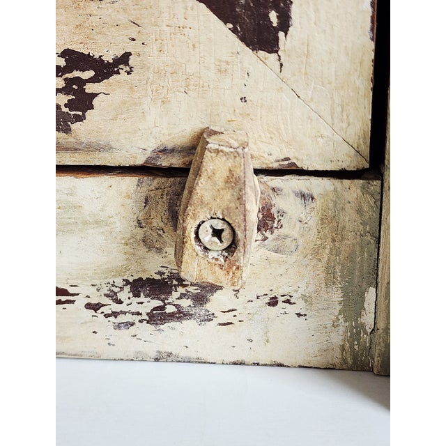 Vintage Primitive Farmhouse Style Distressed Finish Cabinet For Sale - Image 10 of 15