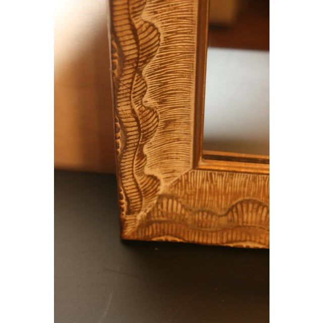 1940s Vintage Wood Mirror With Wavy, Shell Like Design For Sale - Image 5 of 8