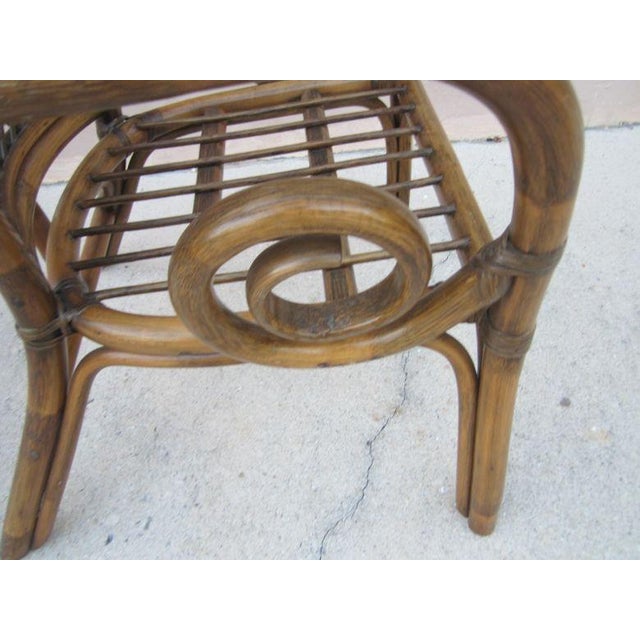 1980s Dining Chair Bamboo Rattan Beige Cushion Set of 6 For Sale - Image 9 of 14
