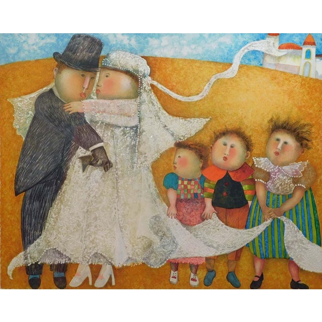 Modern "Les Jeunes Maries" Contemporary Figurative Wedding Scene Print by Graciela Rodo Boulanger, Framed For Sale - Image 3 of 12