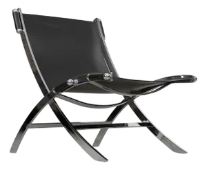 Vintage Italian Minimalist Leather Chair, 1980s