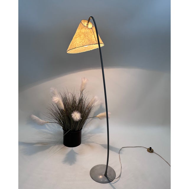Brass Arc Floor Lamp with Parchment Lampshade, Germany, 1950s For Sale - Image 13 of 17