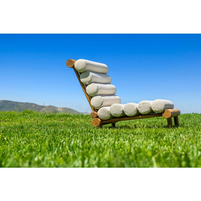 Rishon Teak Outdoor Lounge Chair – Alpine Modern Design in Sunbrella Canvas Henna For Sale In Los Angeles - Image 6 of 7