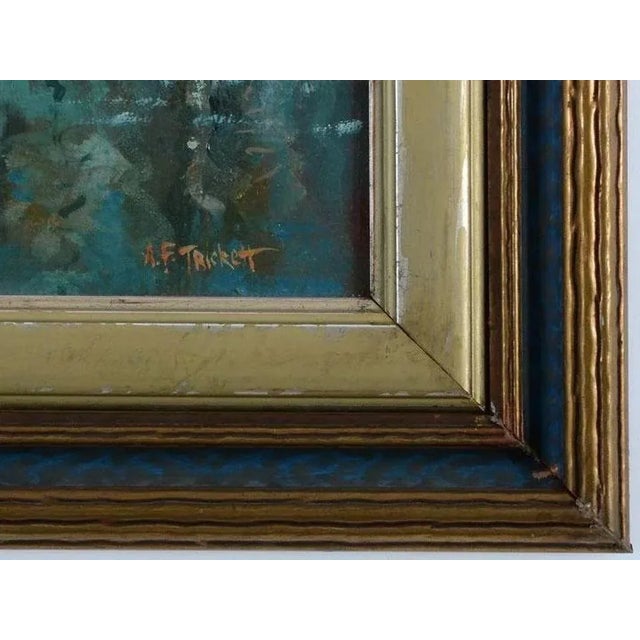 Impressionist 1950s Impressionist Style Riverside Scene Oil Painting by AF Trickett, Framed For Sale - Image 3 of 6